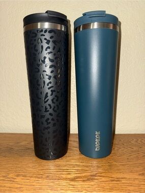 Bodum 34oz Teal and Black Leopard Print Stainless Steel Travel Tumblers
